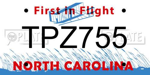 TPZ755 North Carolina License Plate