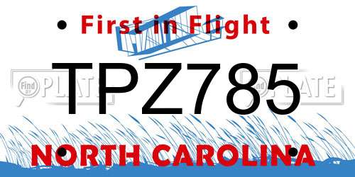 TPZ785 North Carolina License Plate
