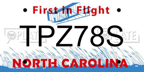 TPZ78S North Carolina License Plate
