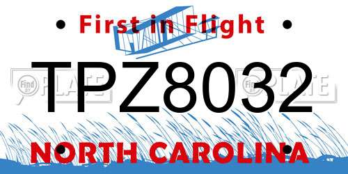 TPZ8032 North Carolina License Plate
