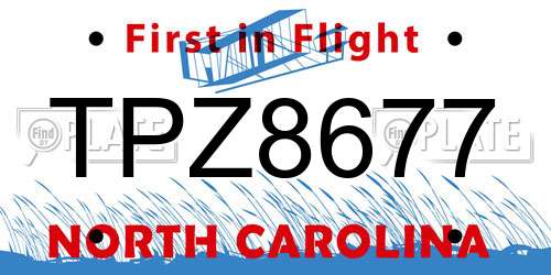 TPZ8677 North Carolina License Plate