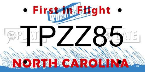 TPZZ85 North Carolina License Plate