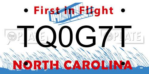 TQ0G7T North Carolina License Plate