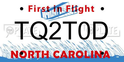 TQ2T0D North Carolina License Plate