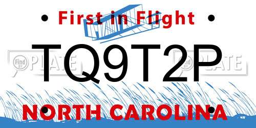 TQ9T2P North Carolina License Plate