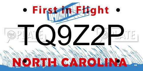 TQ9Z2P North Carolina License Plate