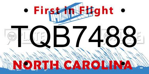 TQB7488 North Carolina License Plate