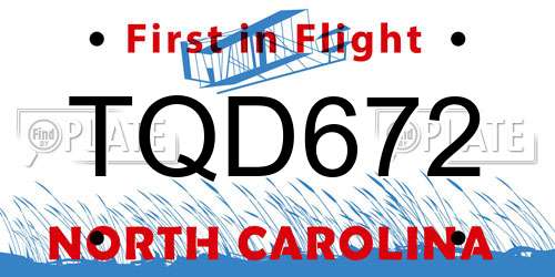 TQD672 North Carolina License Plate