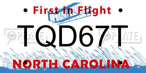 TQD67T North Carolina License Plate