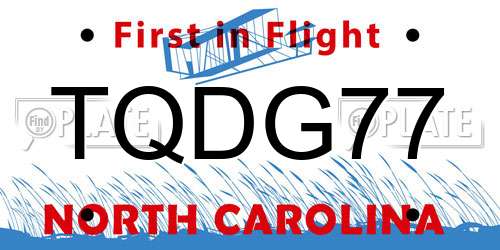 TQDG77 North Carolina License Plate