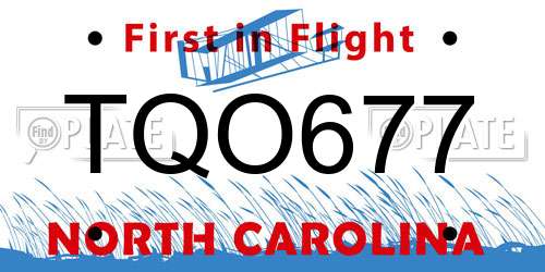 TQO677 North Carolina License Plate