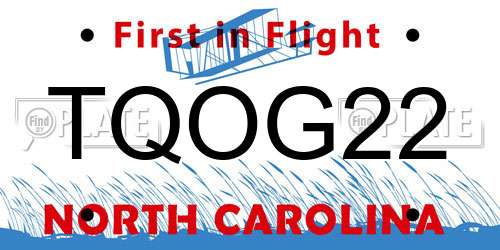 TQOG22 North Carolina License Plate