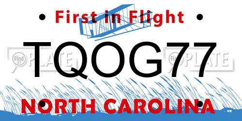 TQOG77 North Carolina License Plate