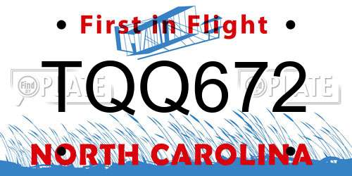 TQQ672 North Carolina License Plate