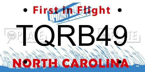TQRB49 North Carolina License Plate