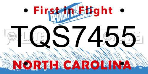 TQS7455 North Carolina License Plate