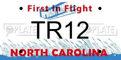 TR12 North Carolina License Plate