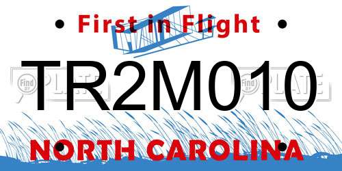 TR2M010 North Carolina License Plate