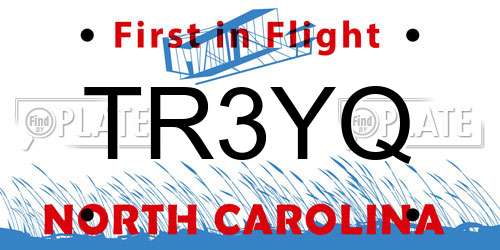 TR3YQ North Carolina License Plate