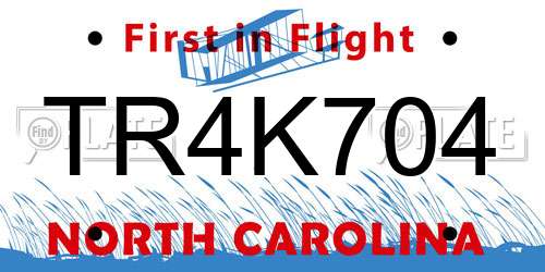 TR4K704 North Carolina License Plate