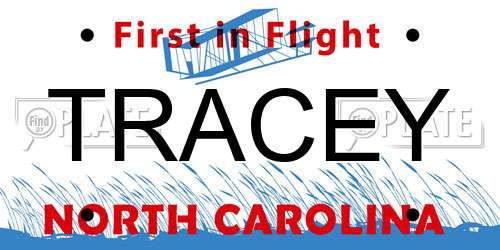 TRACEY North Carolina License Plate