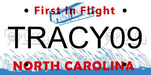 TRACY09 North Carolina License Plate
