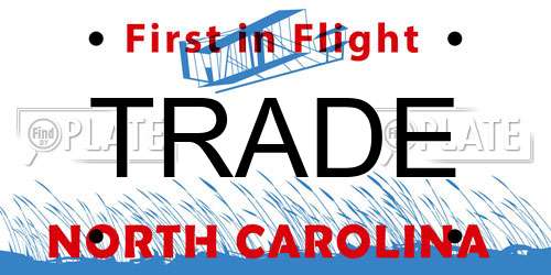 TRADE North Carolina License Plate