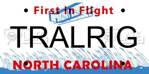 TRALRIG North Carolina License Plate