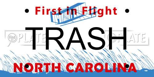 TRASH North Carolina License Plate
