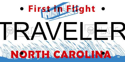 TRAVELER North Carolina License Plate