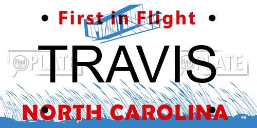 TRAVIS North Carolina License Plate