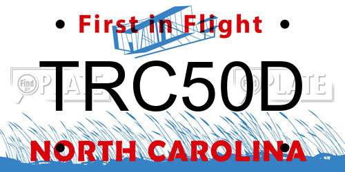 TRC50D North Carolina License Plate