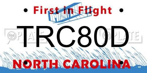 TRC80D North Carolina License Plate