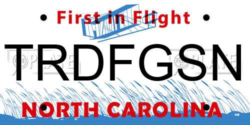 TRDFGSN North Carolina License Plate