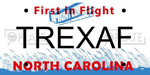 TREXAF North Carolina License Plate