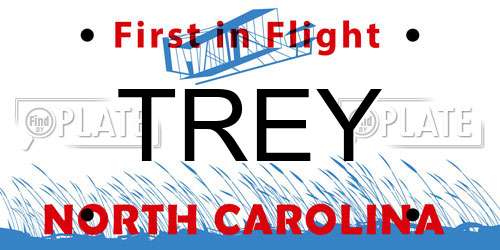 TREY North Carolina License Plate