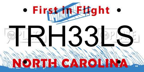TRH33LS North Carolina License Plate