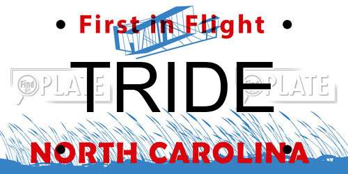 TRIDE North Carolina License Plate