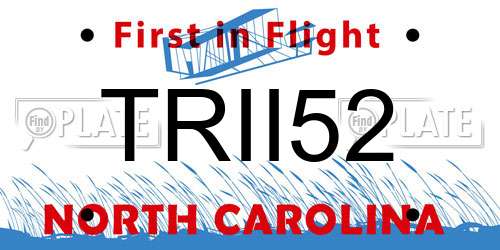TRII52 North Carolina License Plate
