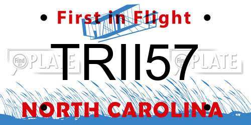 TRII57 North Carolina License Plate