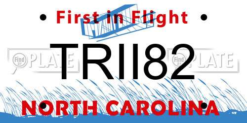 TRII82 North Carolina License Plate