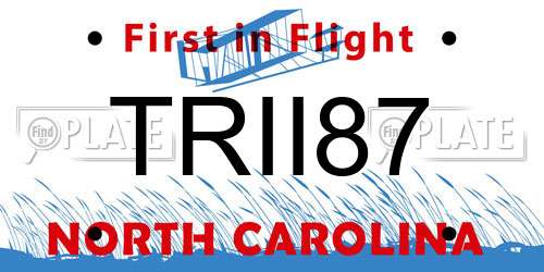 TRII87 North Carolina License Plate