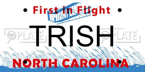 TRISH North Carolina License Plate