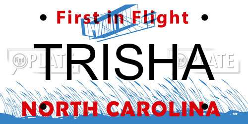 TRISHA North Carolina License Plate