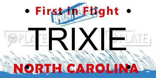 TRIXIE North Carolina License Plate