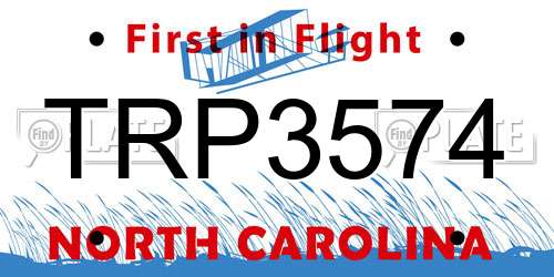 TRP3574 North Carolina License Plate