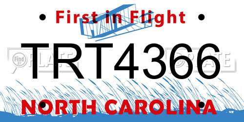 TRT4366 North Carolina License Plate