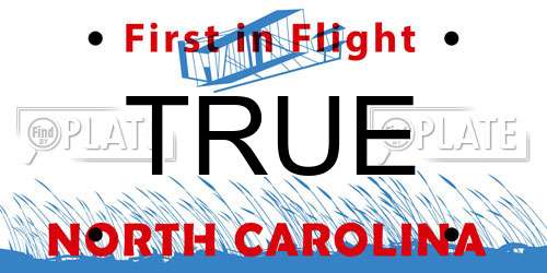 TRUE North Carolina License Plate