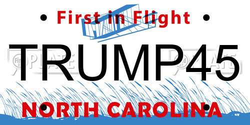 TRUMP45 North Carolina License Plate
