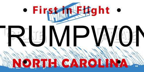 TRUMPW0N North Carolina License Plate